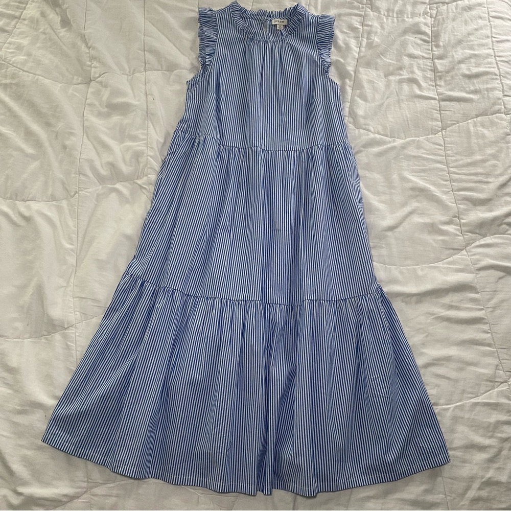 J.Crew Blue/White Striped Flowy Maxi Dress